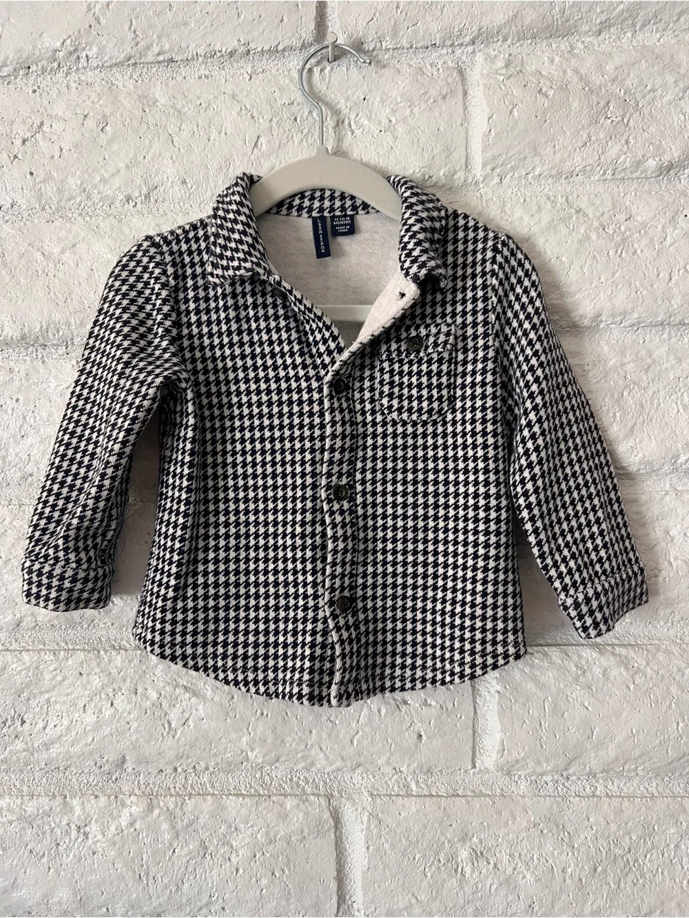 Janie and Jack Black and White Houndstooth Toddler Set
